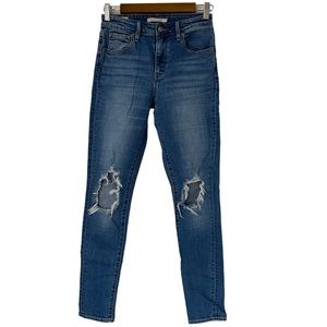 Levi’s Premium 721 High Rise Distressed Skinny‎ Jeans Size 26
